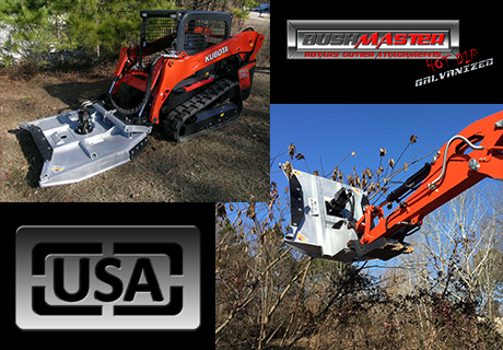 BushMaster Rotary Cutters for skid steers and mini excavators